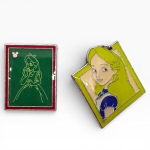 Disney Alice in Wonderland Pin Set Hidden‎ Mickey + Cast Lanyard Collection